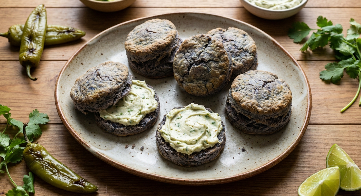 Heisenberg's Blue Corn Biscuits with Green Chile Cream Cheese