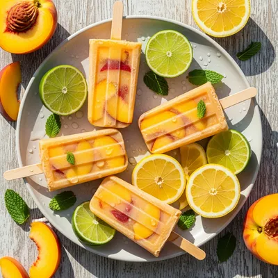 Vegan Peach Lemon Lime Popsicles