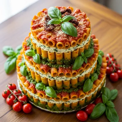 Vegan Tiered Pasta Tower Cake