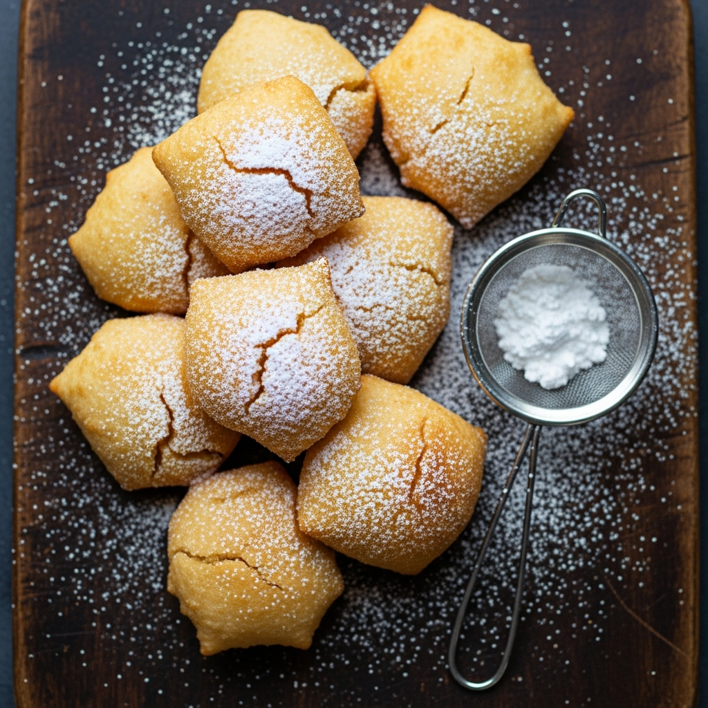 Vegan Fried Pizza Dough with Powdered Sugar