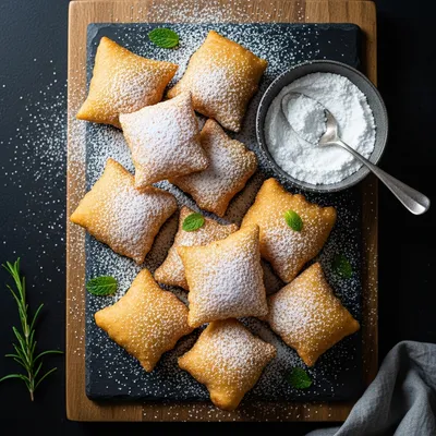 Vegan Fried Pizza Dough with Powdered Sugar