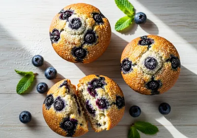 Hearty Vegan Blueberry Muffins