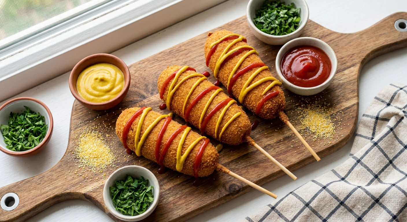 Crispy Vegan Corn Dogs on a Stick