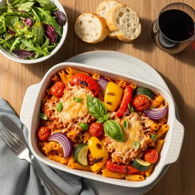 Vegan Baked Ziti with Roasted Vegetables