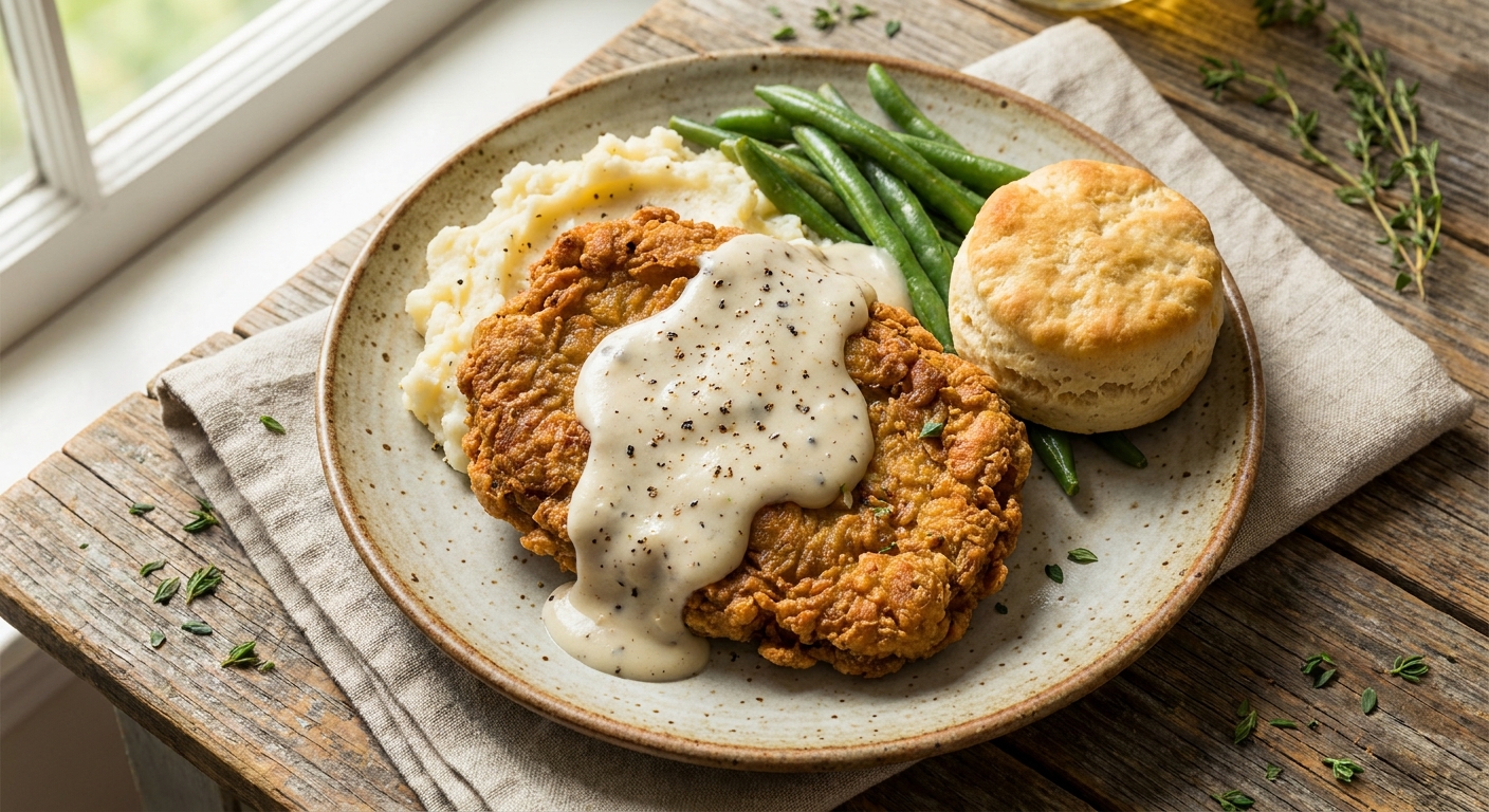 Vegan Chicken Fried Seitan Steak with Peppery Country Gravy