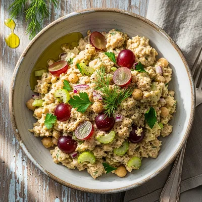 Vegan Tempeh Chickpea "Chicken" Salad with Grapes