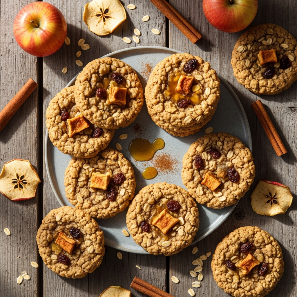 Vegan Banana Apple Cider Oatmeal Raisin Cookies