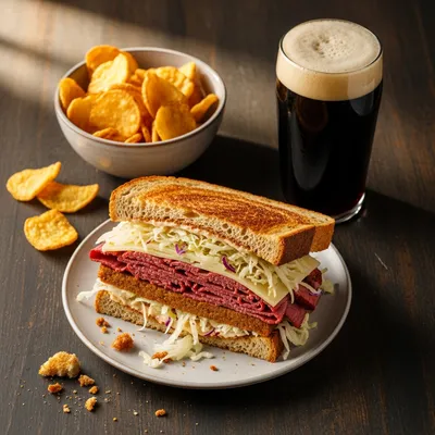 Vegan Imperial Stout 'Corned Beef' Hero with Pub Crisps