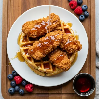 Vegan Seitan Fried Chicken and Waffles