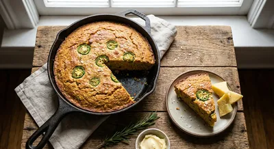 Rustic Lodge Cast Iron Three-Grain Vegan Cornbread