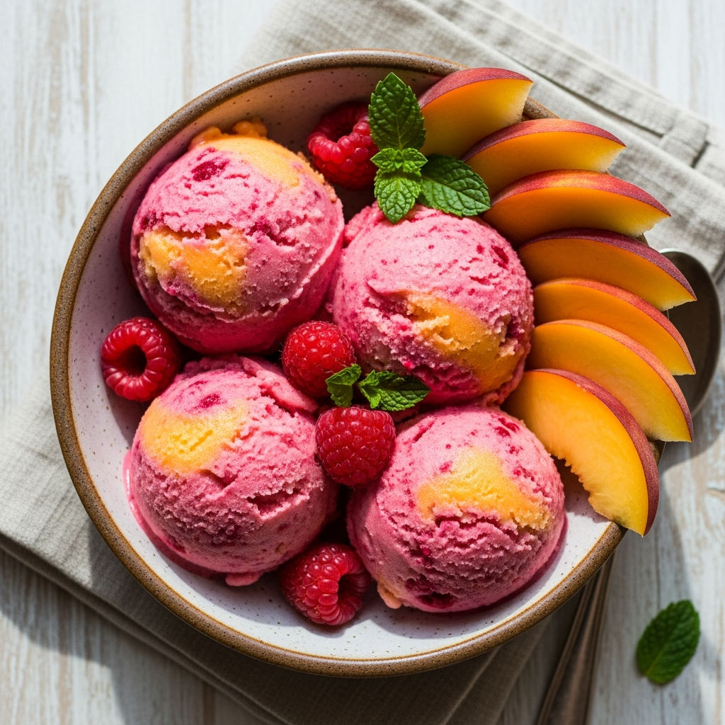 Peach & Raspberry Raw Sorbet