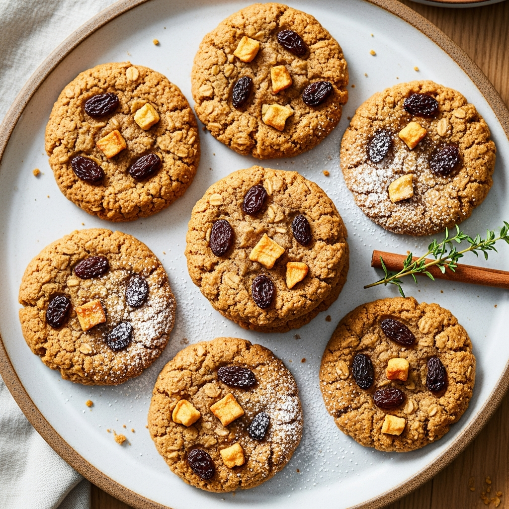 Vegan Banana Apple Cider Oatmeal Raisin Cookies
