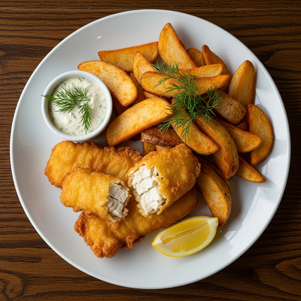 Vegan Irish Pub Style Fish and Extra Thick Chips