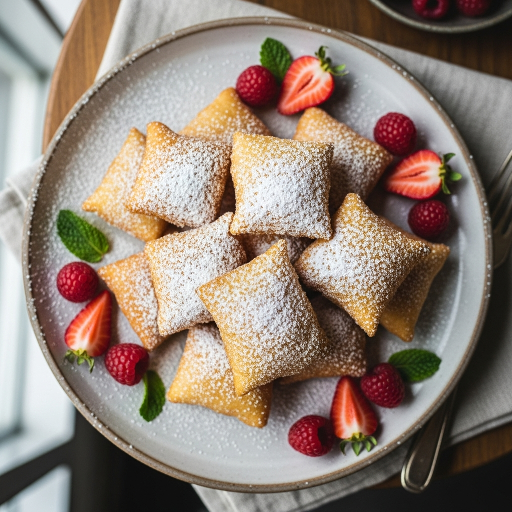 Vegan Fried Pizza Dough with Powdered Sugar