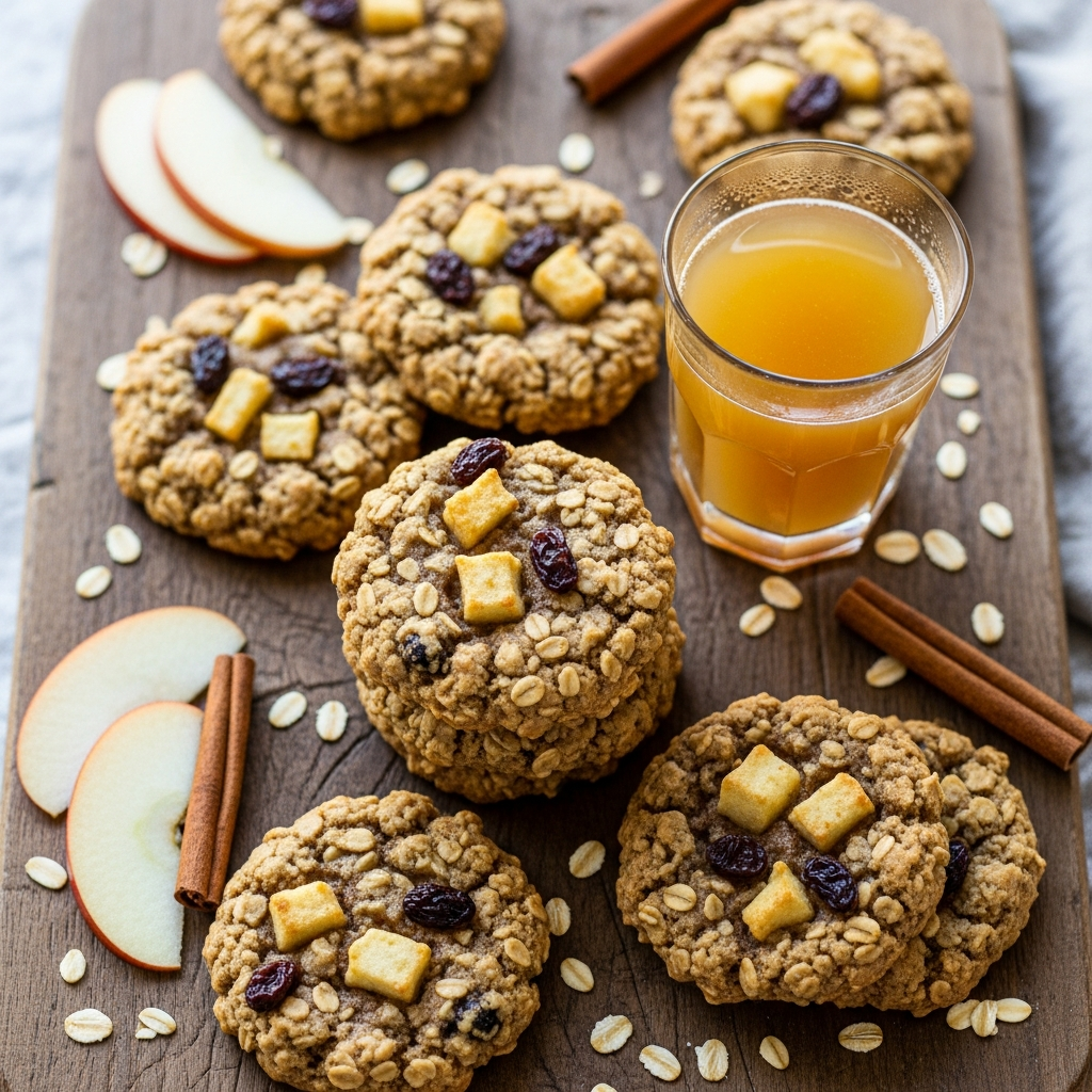 Vegan Banana Apple Cider Oatmeal Raisin Cookies