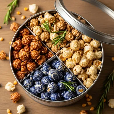 Vegan Kettle Corn Trio in a Cylindrical Tin