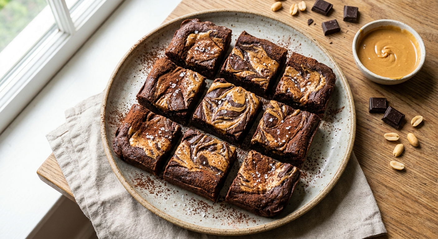 Fudgy Vegan Chocolate Peanut Butter Swirl Brownies